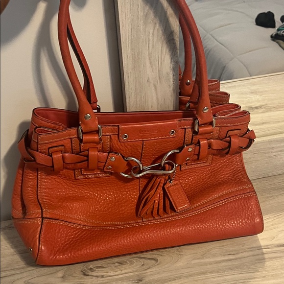Coach Orange Leather Shoulder Bag - Picture 1 of 5